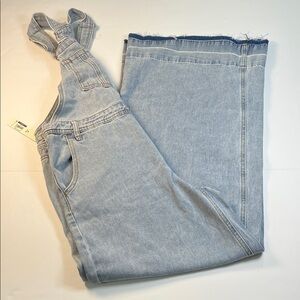 Junior Girls Light Blue Denim Overalls Bell Bottom Sz 7-9